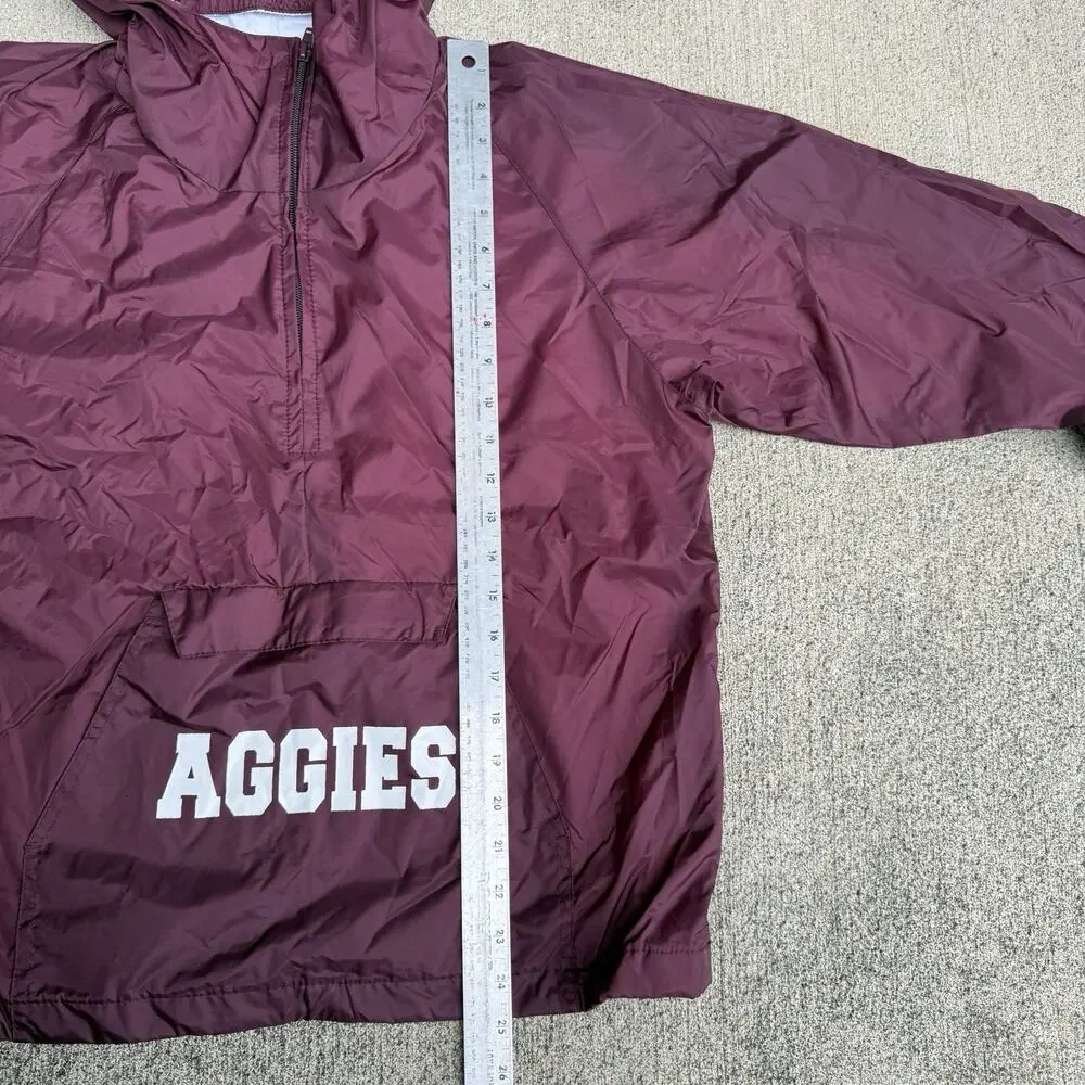 Vintage Windbreaker Youth XL Maroon AGGIES Hooded Nylon Pullover
